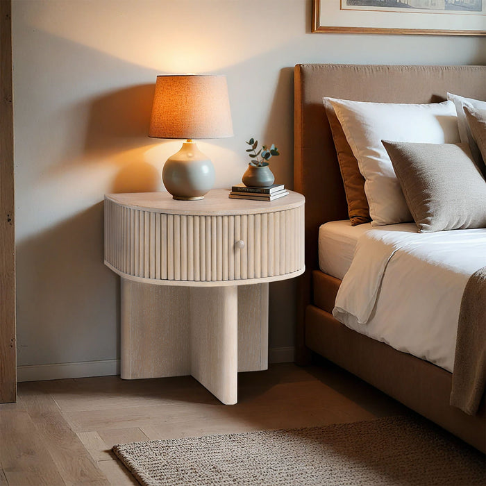 Cortland 23.75" Acacia Veneer And Solid Wood Nightstand