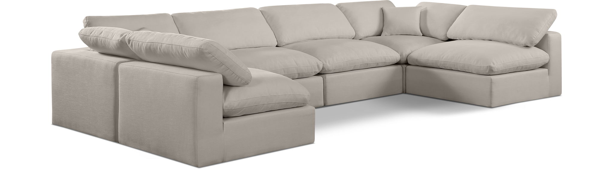 Comfy 158" Linen Textured Fabric Upholstered 6pc. Modular Sectional