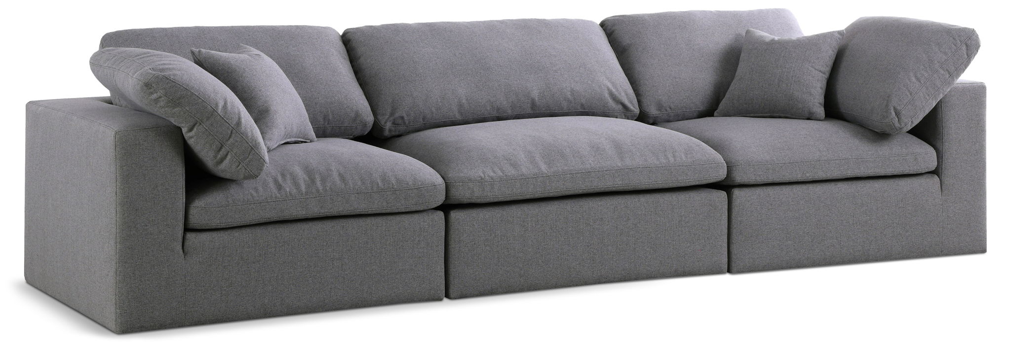 Serene 119" Linen Textured Fabric Upholstered Deluxe Comfort 3pc. Modular Sofa