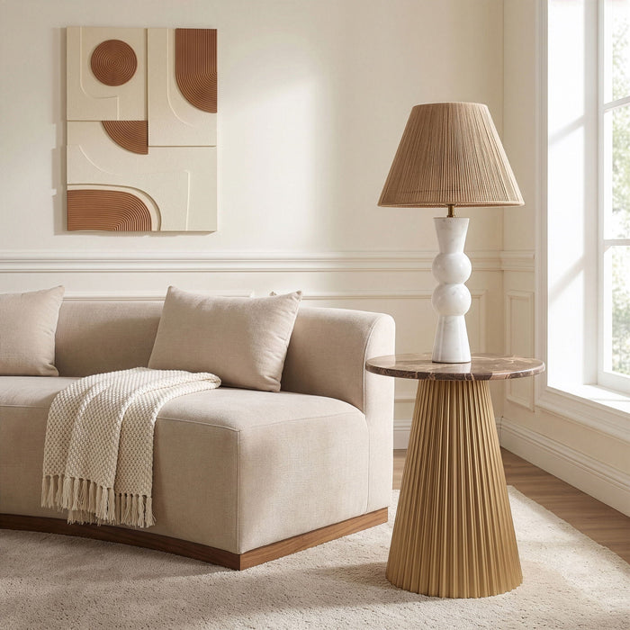 Cindra Genuine Marble Top And Iron Base End Table