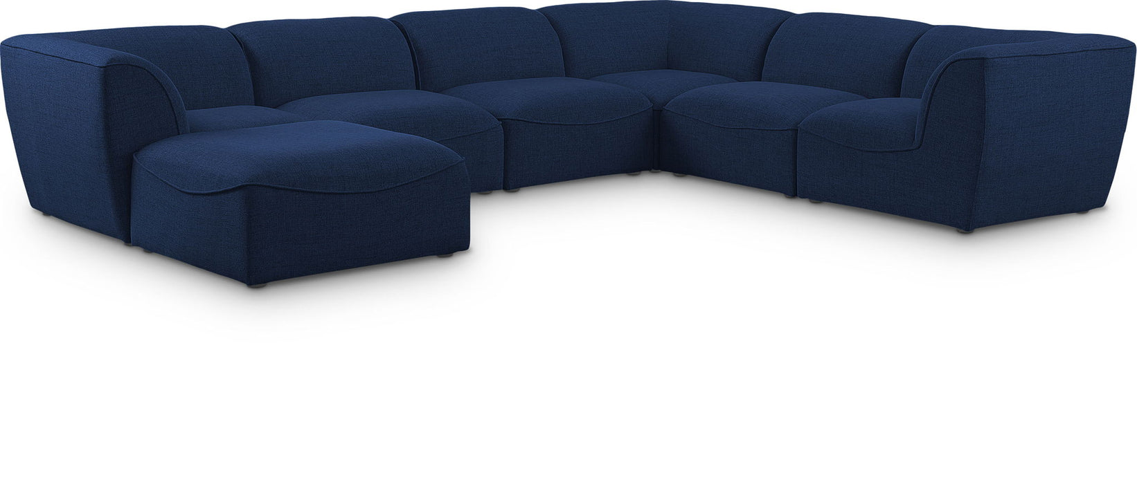 Miramar 142" Linen Textured Fabric Upholstered 7pc. Modular Sectional