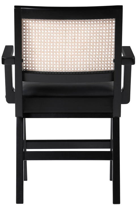 Sillón de comedor tapizado de rejilla y de cuero vegano Abby