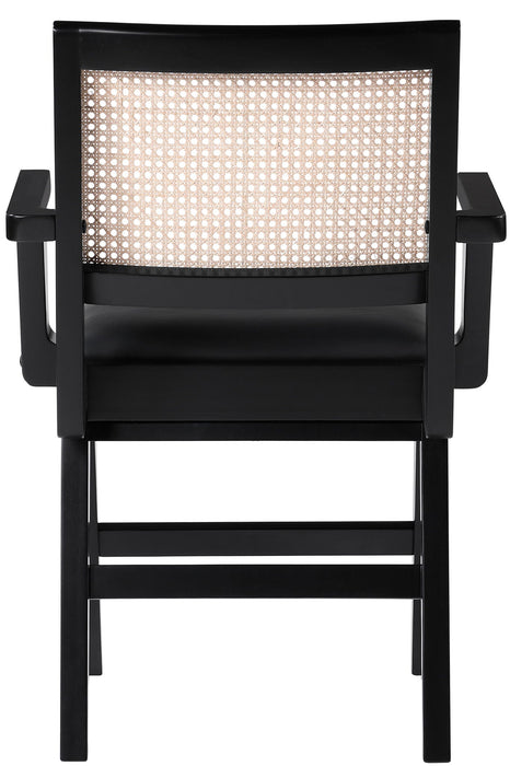 Abby Cane And Vegan Leather Upholstered Dining Arm Chair