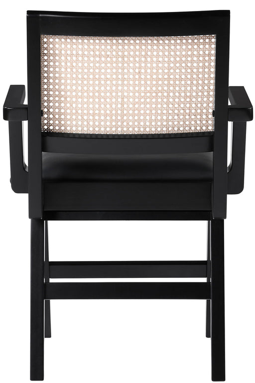 Abby Cane And Vegan Leather Upholstered Dining Arm Chair