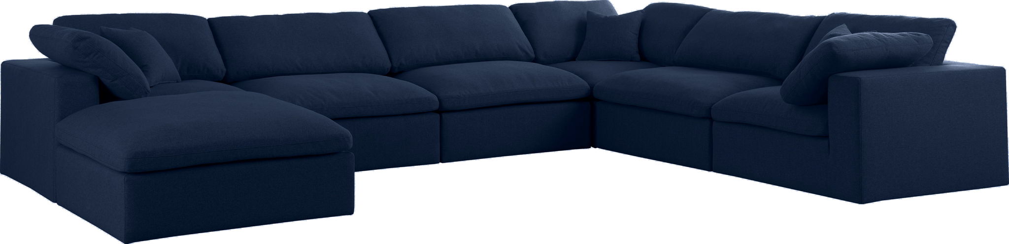Serene 158" Linen Textured Fabric Upholstered Deluxe Comfort 7pc. Modular Sectional