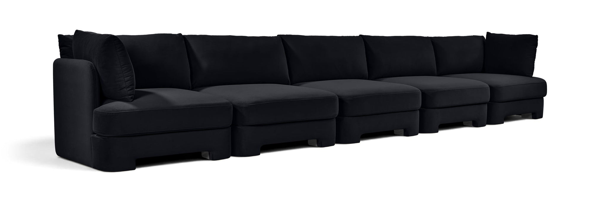 Hammond 185" Velvet Performance Fabric Upholstered 5pc. Modular Sofa