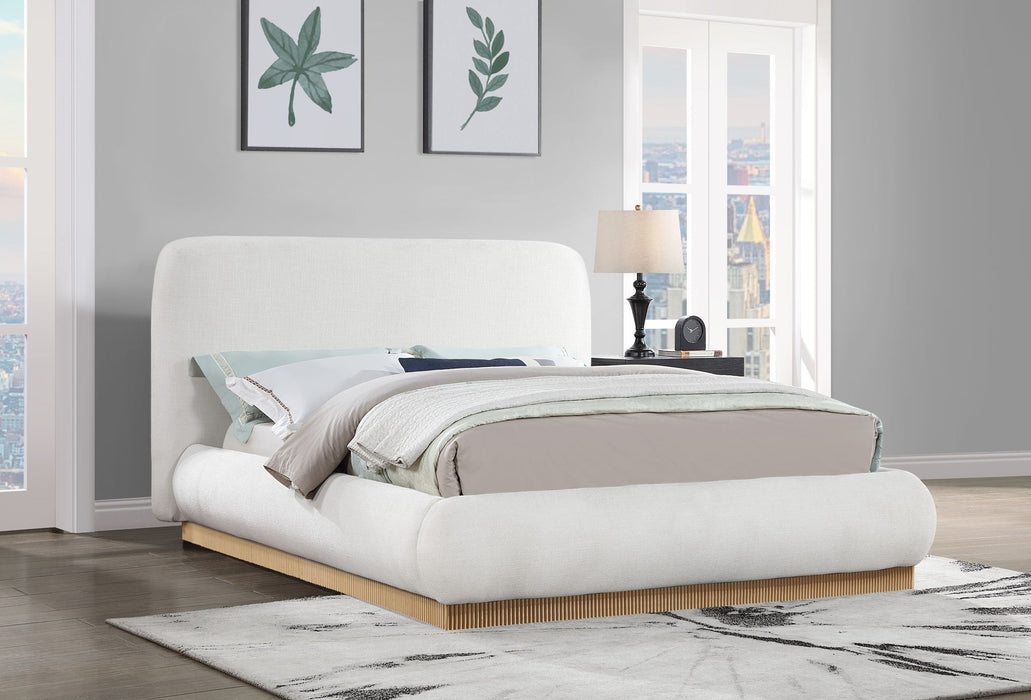 Cama tapizada de tela con textura de lino Rigby