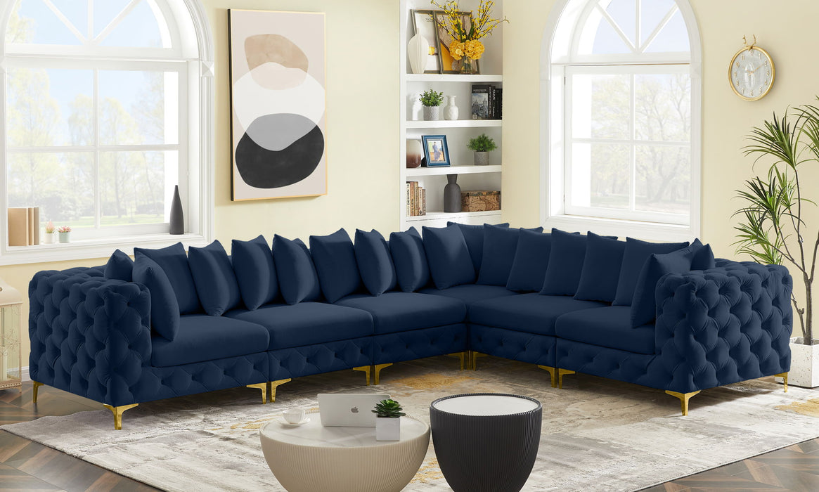 Tremblay 139" Velvet Upholstered 6pc. Modular Sectional