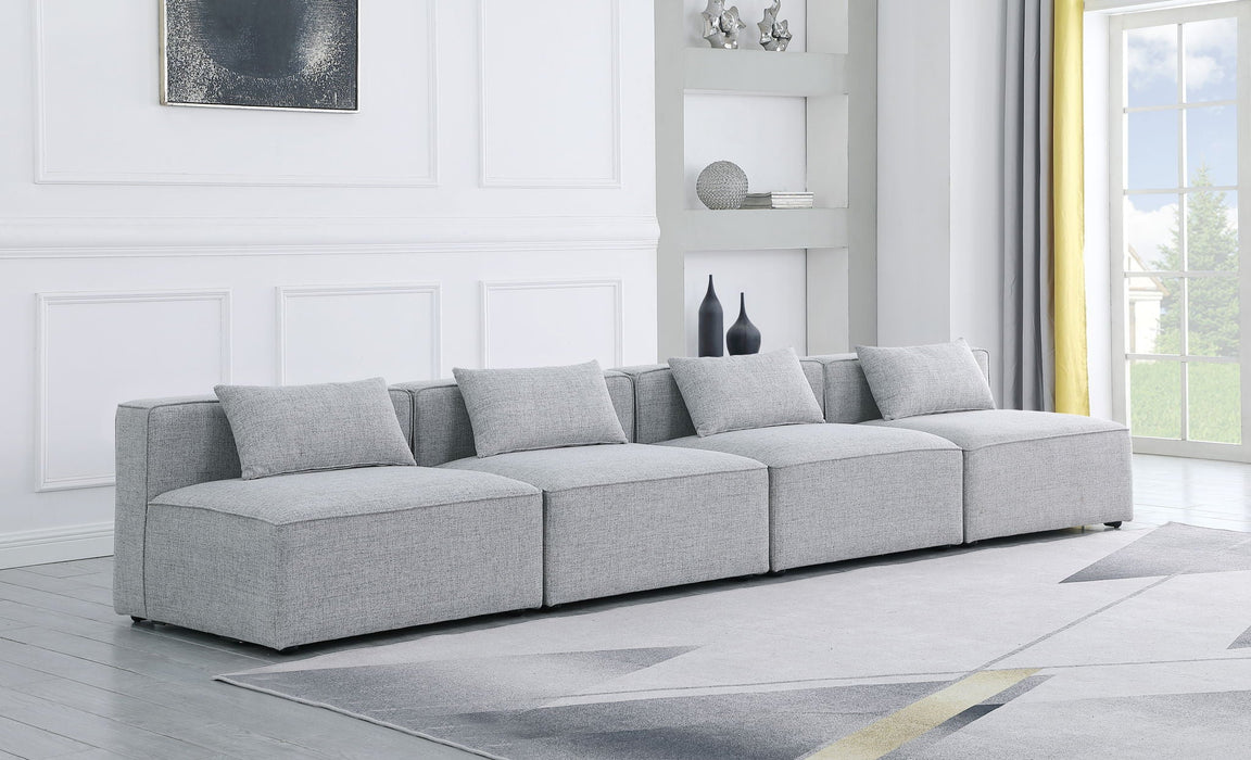 Cube 144" Fabric Upholstered 4pc. Armless Modular Sofa