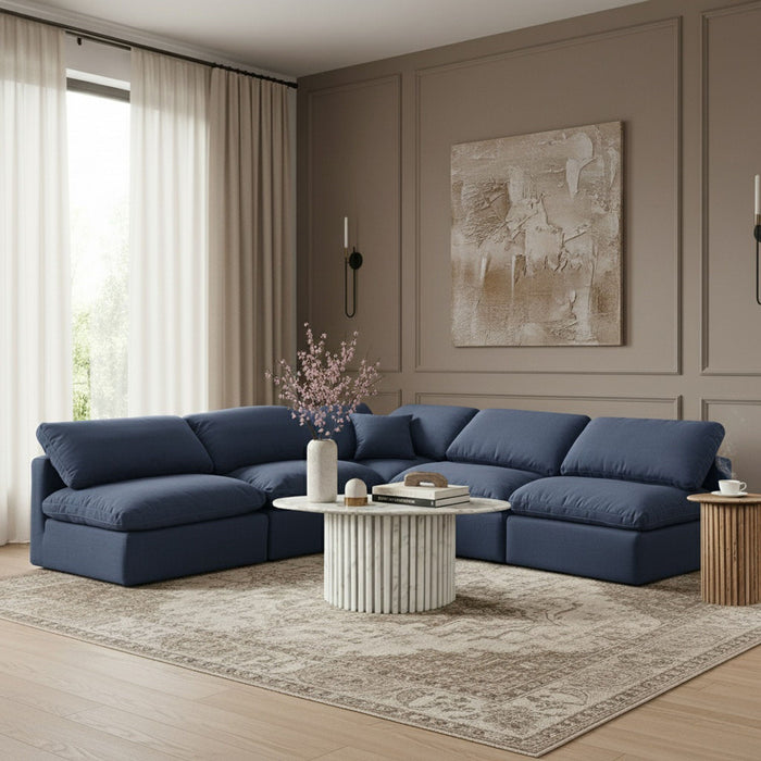 Indulge 105" Linen Textured Fabric Upholstered 5pc. Modular Sectional