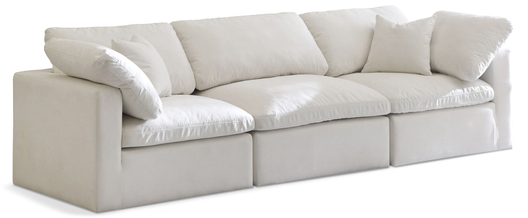 Plush 105" Velvet Upholstered Standard Comfort 3pc. Modular Sofa