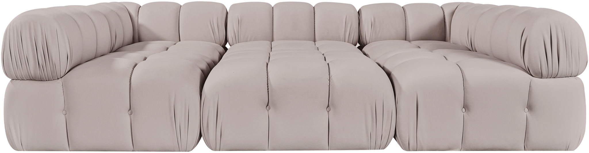 Seccional modular tapizado de terciopelo de alto rendimiento Orin de 111" de 6 piezas