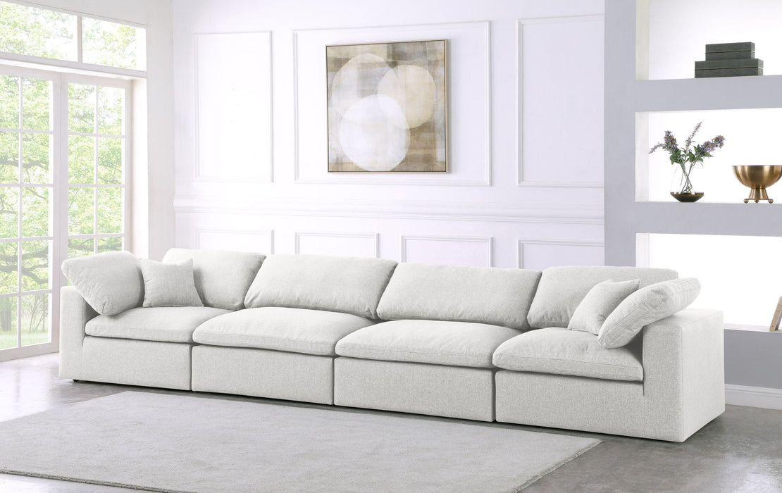 Serene 158" Linen Textured Fabric Upholstered Deluxe Comfort 4pc. Modular Sofa