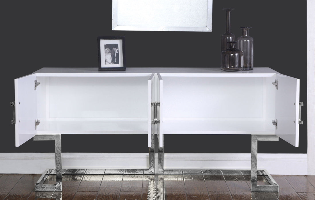 Beth Lacquer Finish And Stainless Steel Base Buffet / Console Table