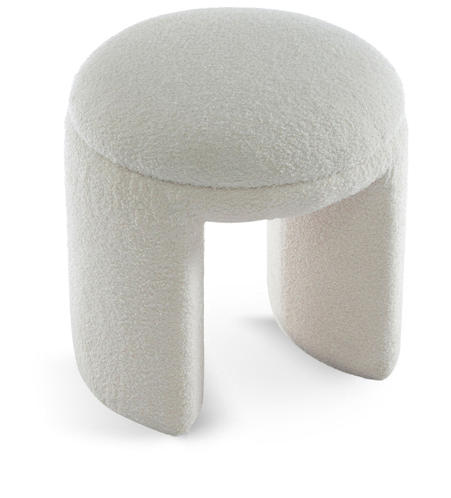 Bowen Faux Shearling Teddy Fabric Upholstered Stool