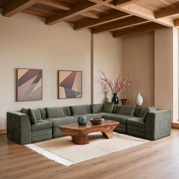 Stellar 152" Chenille Fabric Upholstered 6Pc. Modular Sectional