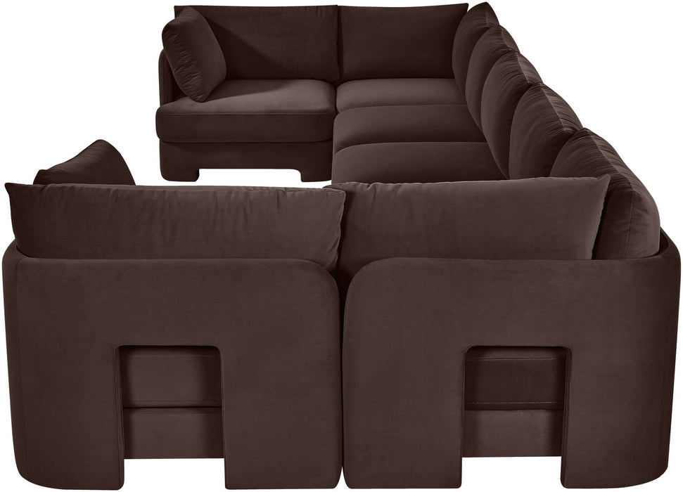 Hammond 185" Velvet Performance Fabric Upholstered 7pc. Modular Sectional