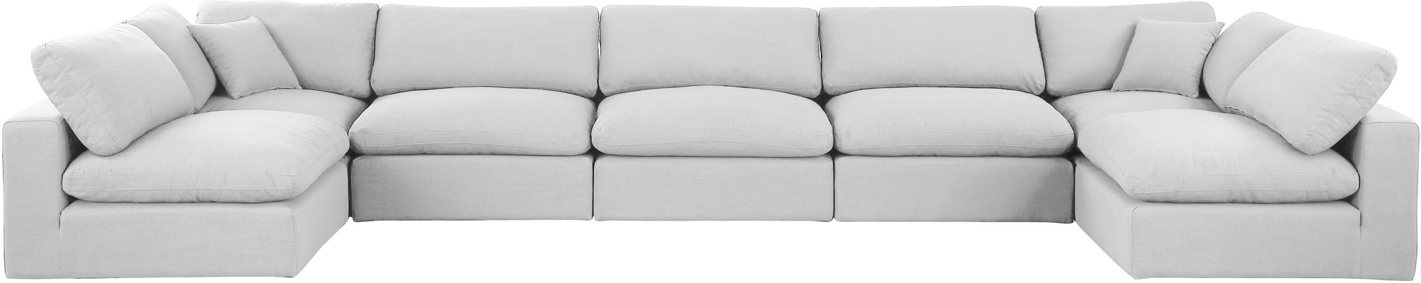 Comfy 197" Linen Textured Fabric Upholstered 7pc. Modular Sectional