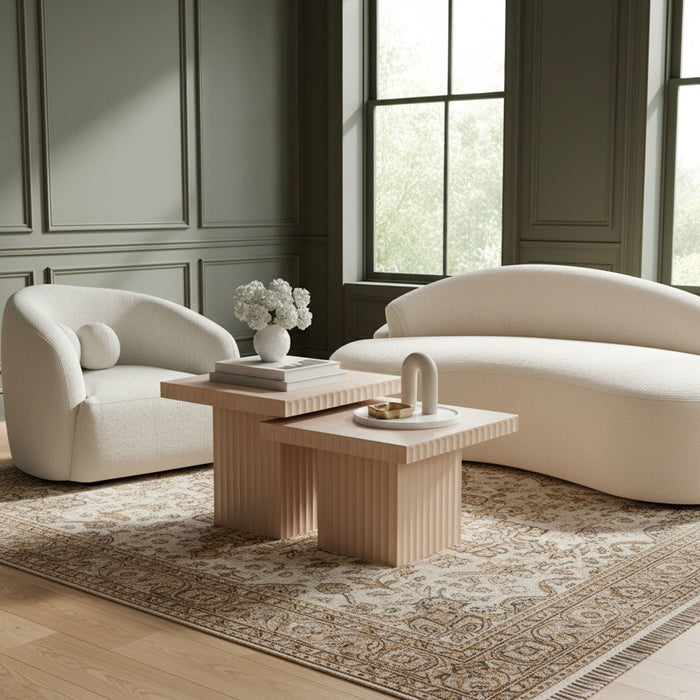 Spencer Solid Wood And Oak Veneer 2 Piece Coffee Table