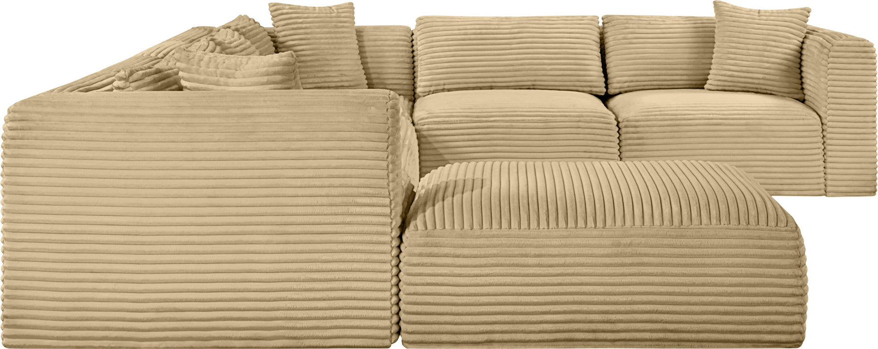 Shaggy 140" Corduroy Performance Fabric Upholstered Modular Sectional