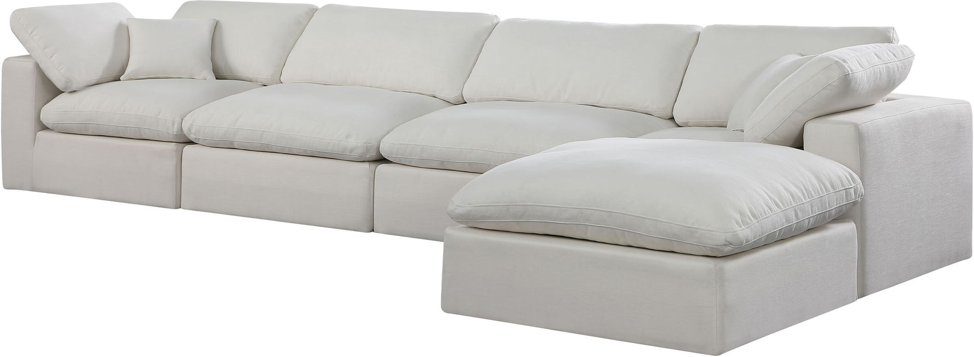Comfy 158" Linen Textured Fabric Upholstered 5pc. Modular Sectional