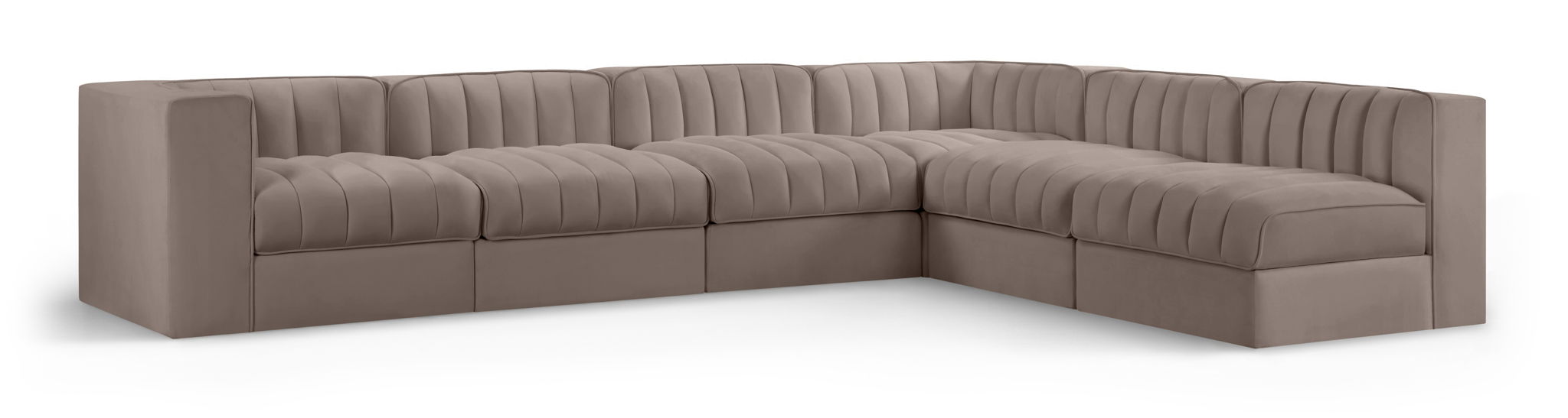 Rummi 126" Velvet Performance Fabric Upholstered 6pc. Modular Sectional