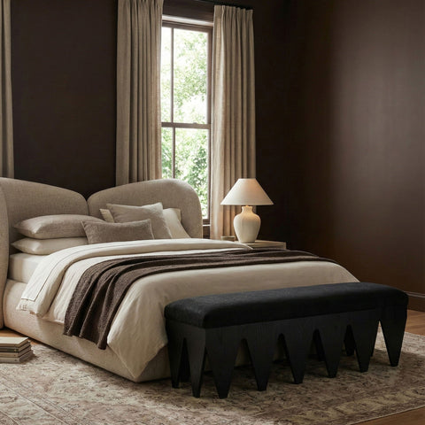 Altair Velour Fur Fabric Upholstered Bench