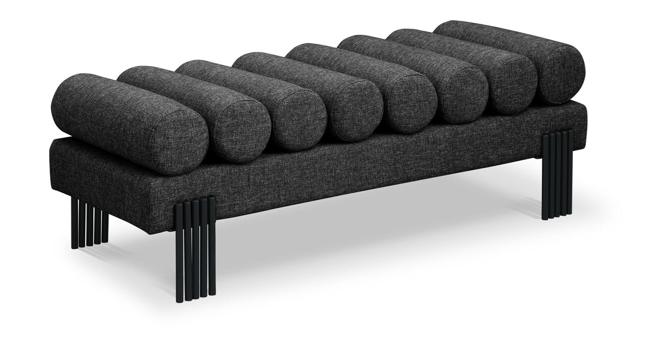 Akeela Linen Textured Fabric Upholstered Bench