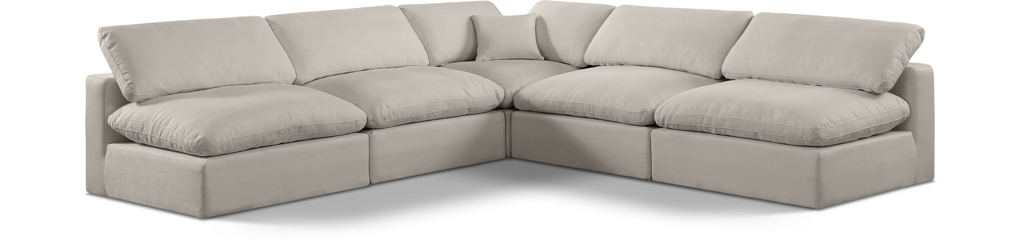 Comfy 118" Linen Textured Fabric Upholstered 5pc. Modular Sectional