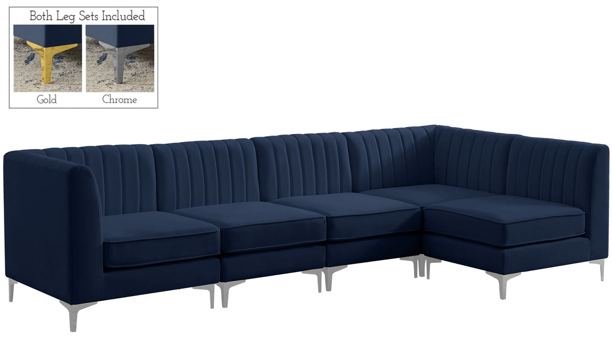 Alina 116.5" Velvet Upholstered 5pc. Modular Sectional