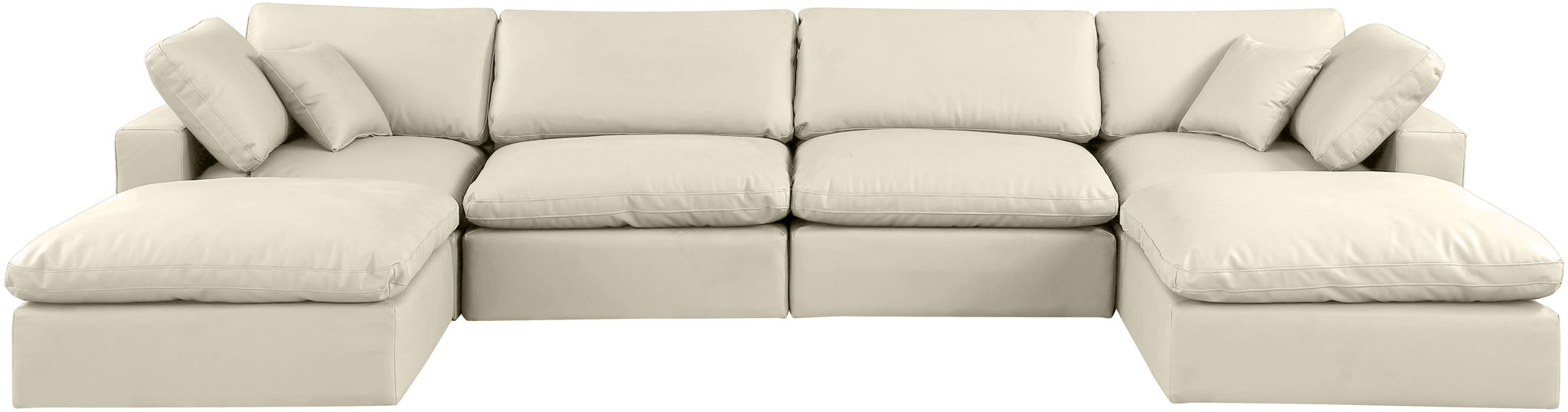 Comfy 158" Vegan Leather Upholstered 6pc. Modular Sectional
