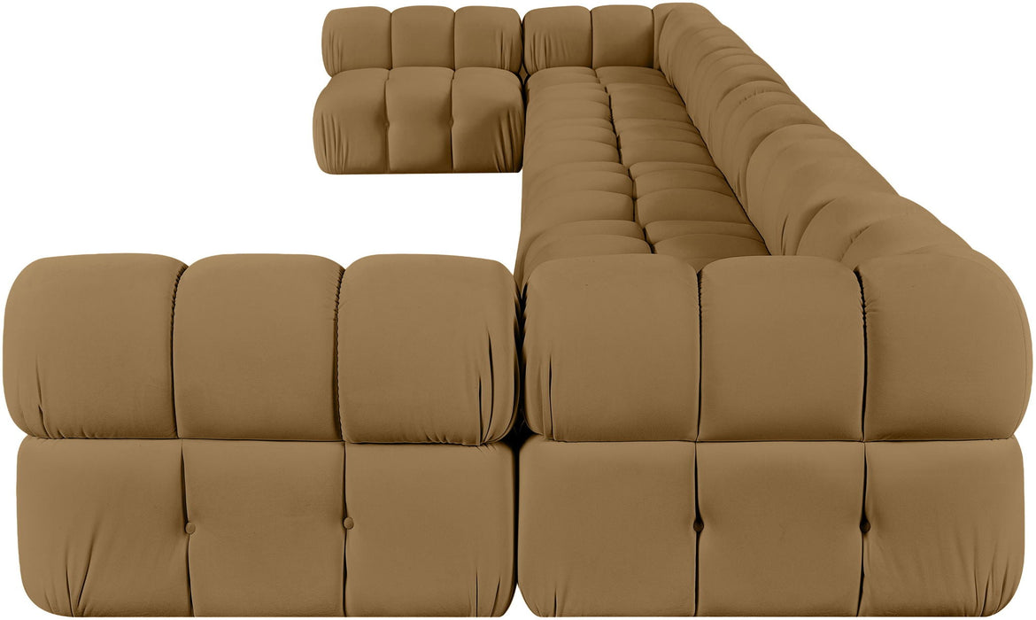 Orin 222" Velvet Performance Fabric Upholstered 8 Pc. Modular Sectional