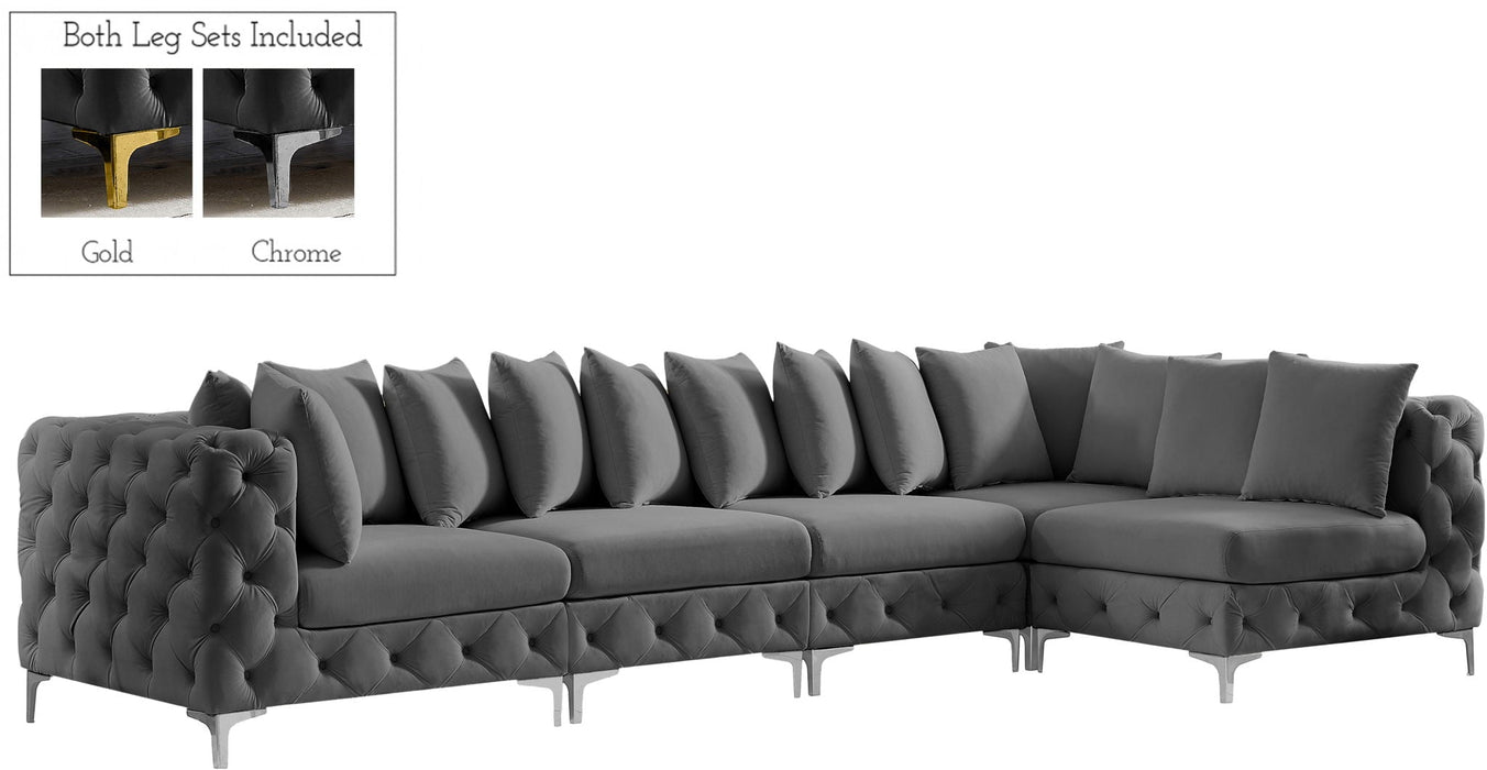 Tremblay 99" Velvet Upholstered 5pc. Modular Sectional