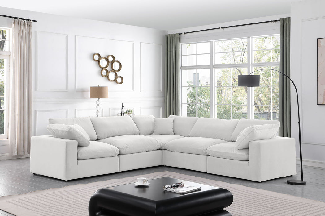 Seccional modular tapizado de terciopelo Comfy de 119" de 5 piezas