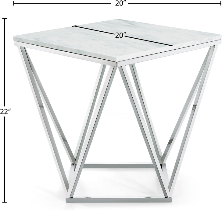 Skyler Genuine Marble Top And Chrome Steel Base End / Side Table