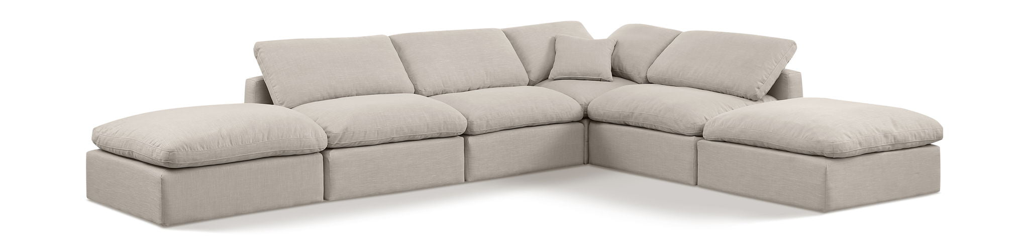 Indulge 140" Linen Textured Fabric Upholstered 6pc. Modular Sectional