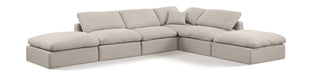 Indulge 140" Linen Textured Fabric Upholstered 6pc. Modular Sectional
