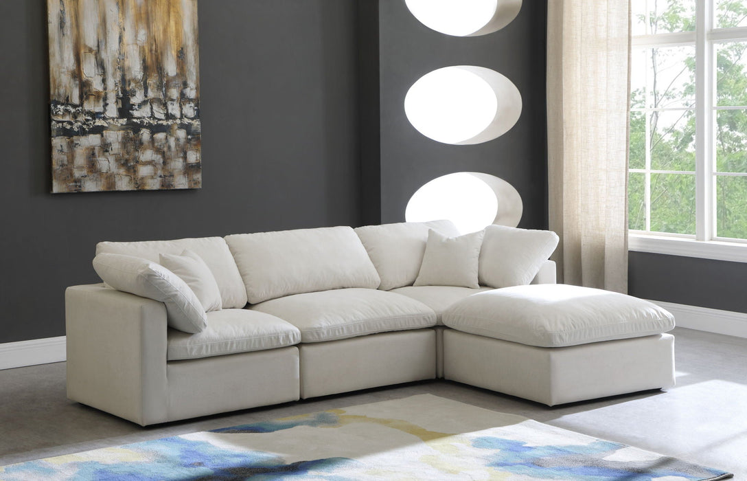Plush 105" Velvet Upholstered Standard Comfort 4pc. Modular Sectional