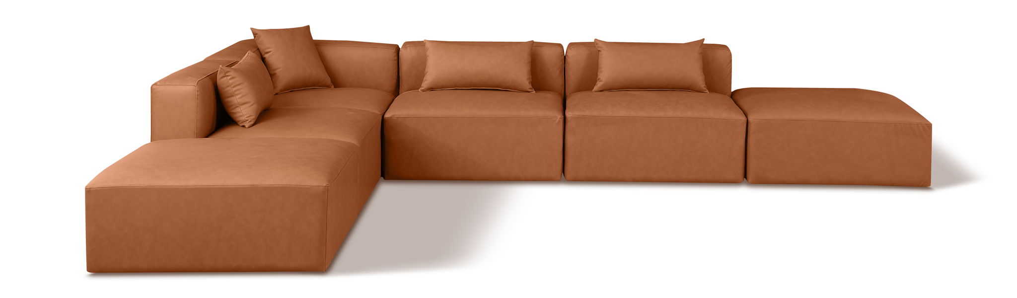 Cube 144" Vegan Leather Upholstered 6pc. Modular Sectional