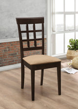 Silla auxiliar de comedor Gabriel con respaldo de celosía, color capuchino (juego de 2)