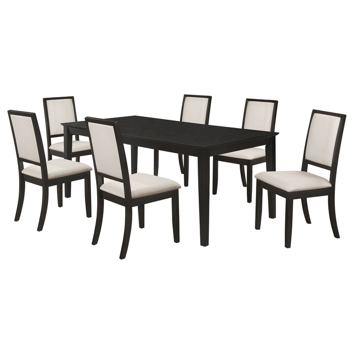 Juego de comedor rectangular con hoja extensible Louise de 7 piezas - negro