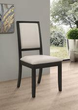 Silla auxiliar de comedor Louise tapizada en madera negra (juego de 2)
