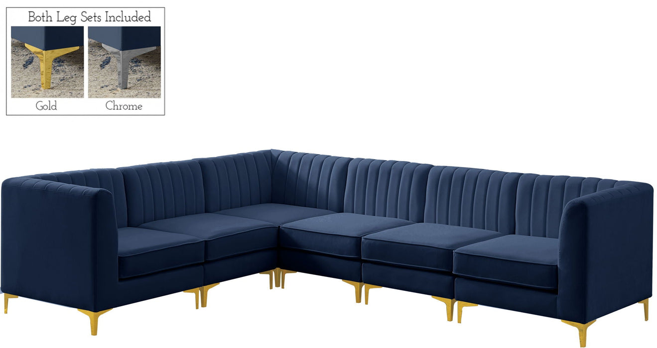 Alina 116.5" Velvet Upholstered 6pc. Modular Sectional
