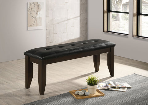 Banco de comedor de madera tapizado en cuero sintético Dalila, color capuchino