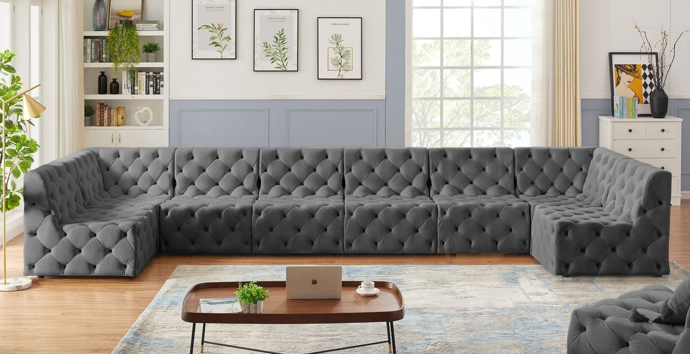 Tuft 215" Velvet Upholstered 8pc. Modular Sectional
