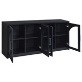 Aparador bufé Riva de 4 puertas para comedor, credenza de almacenamiento, negro