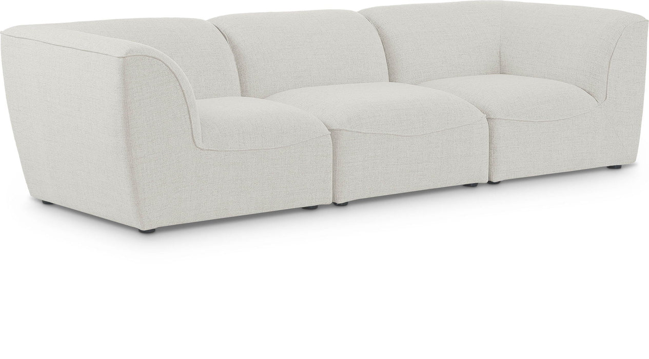 Miramar 109" Linen Textured Fabric Upholstered 3pc. Modular Sofa