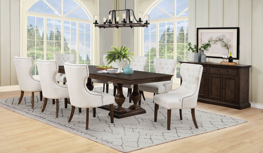 Baney Fabric Upholstered Dining Side Chair Cream and Dark Oak - Beige