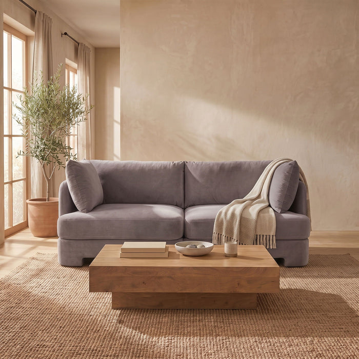 Hammond 74" Velvet Performance Fabric Upholstered 2pc. Modular Sofa