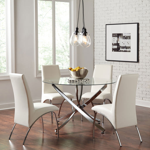 Beckham Round 46-inch Glass Top Dining Table Chrome - Silver